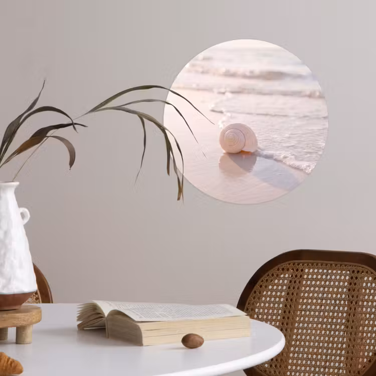 Zeeschelp - Strand - Zee - Natuur - Beige Wandcirkel behangsticker klein -sfeer3