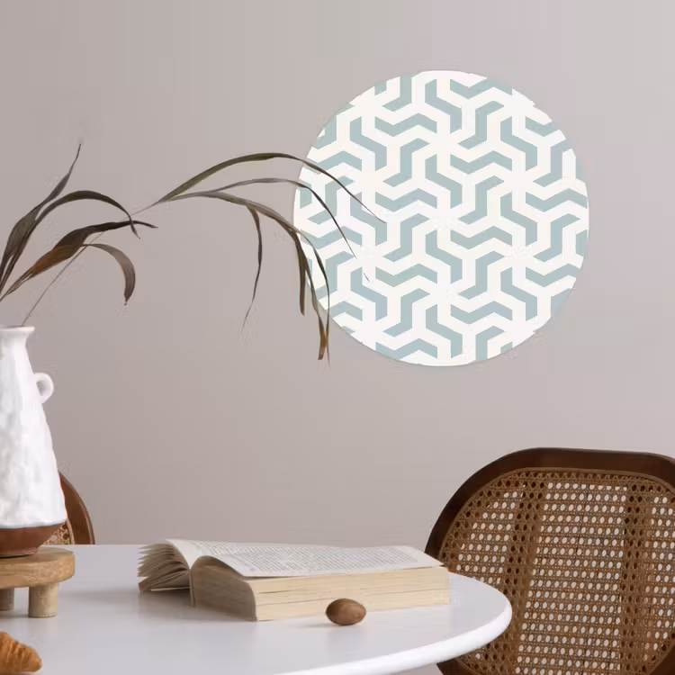 Patronen - Abstract - Groen - Geometrie Wandcirkel behangsticker klein 186 -sfeer3