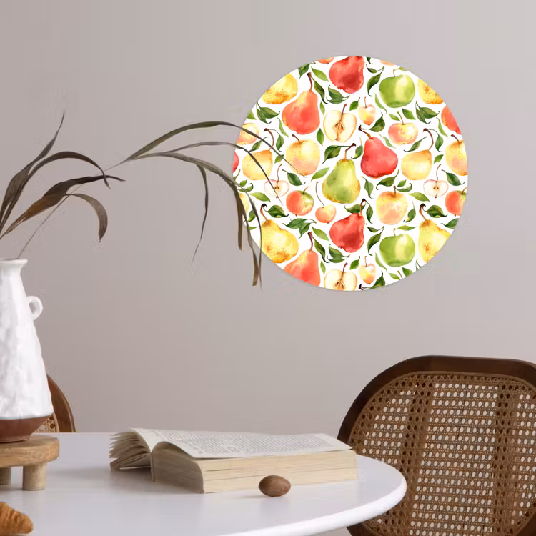 Patroon - Appels - Peren Wandcirkel behangsticker klein 186 -sfeer3