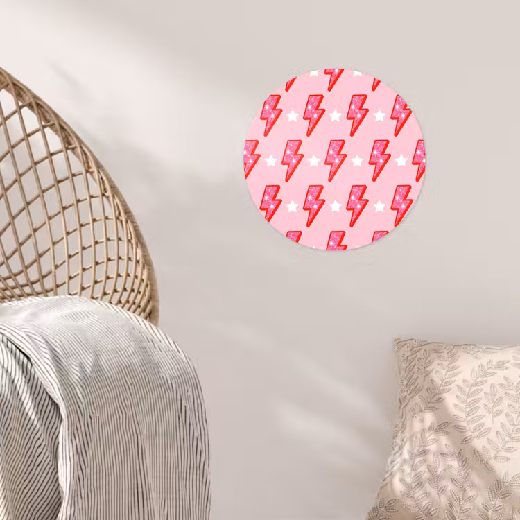 Patroon - Bliksem - Ster - Glitter - Roze Wandcirkel behangsticker klein -sfeer4
