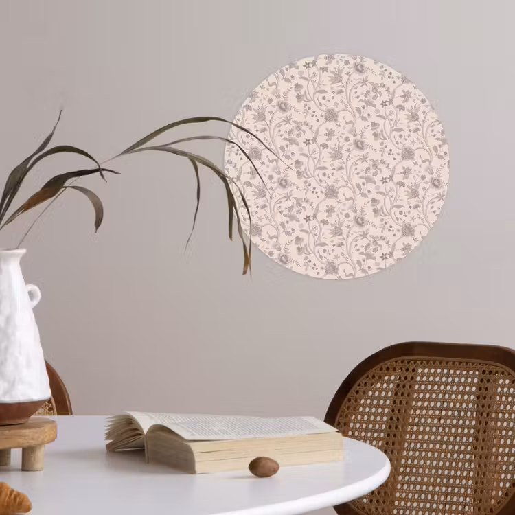 Patroon - Bloemen - Paars Wandcirkel behangsticker klein 186 -sfeer3