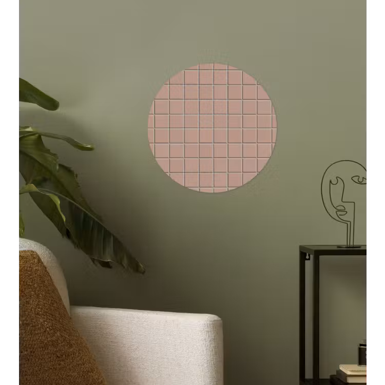 Patroon - Tegel - Oudroze Wandcirkel behangsticker klein 186 -sfeer2