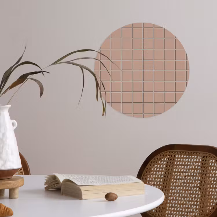 Patroon - Tegel - Oudroze Wandcirkel behangsticker klein 186 -sfeer3