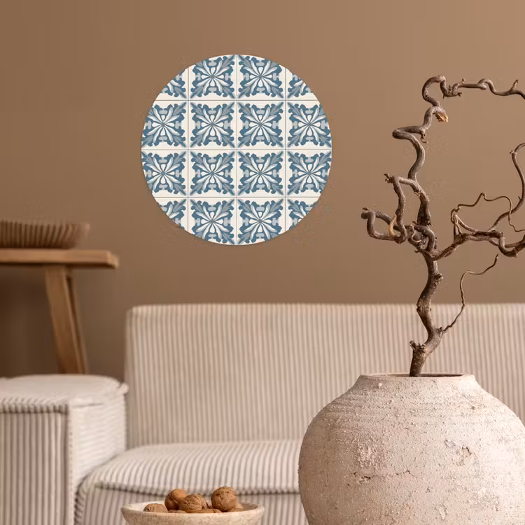 Dessin - Tegel - Blauw Wandcirkel behangsticker klein 186 -sfeer1