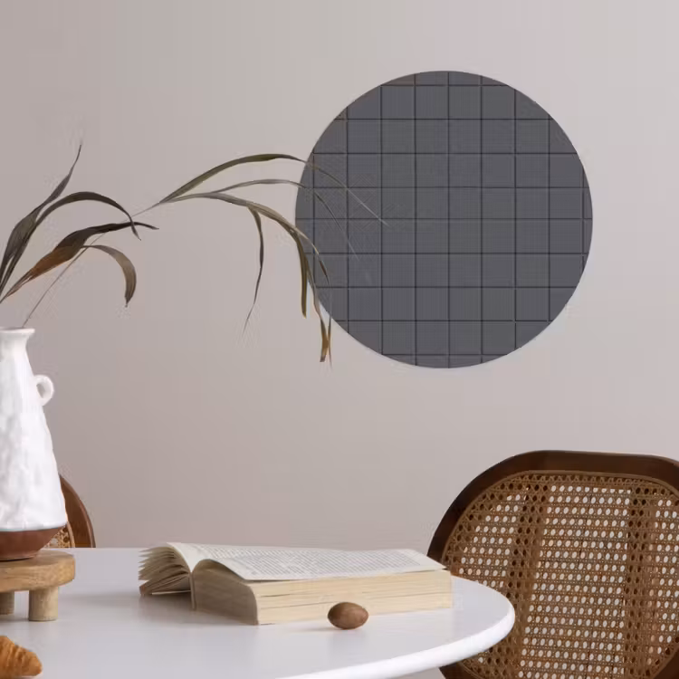 Patroon - Tegel - Grafiet - Grijs Wandcirkel behangsticker klein 186 -sfeer3