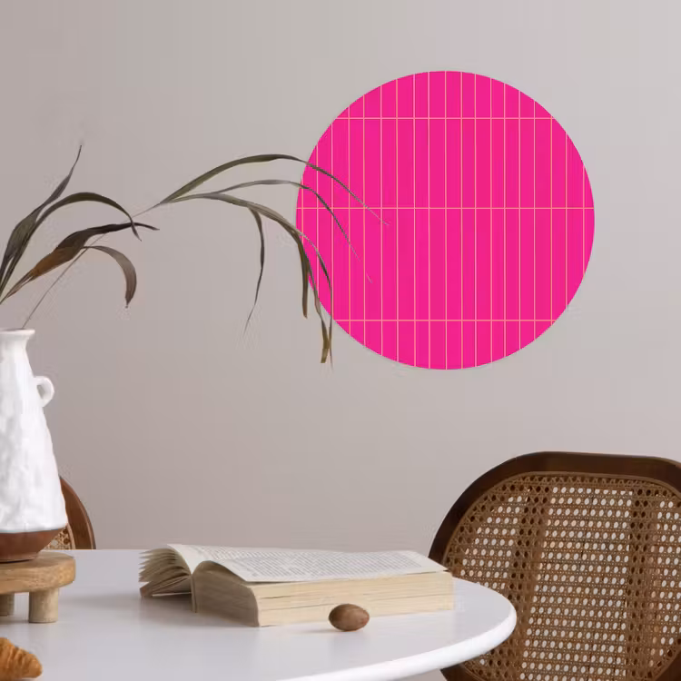 Patroon - Tegel - Magenta - Roze Wandcirkel behangsticker klein 186 -sfeer3