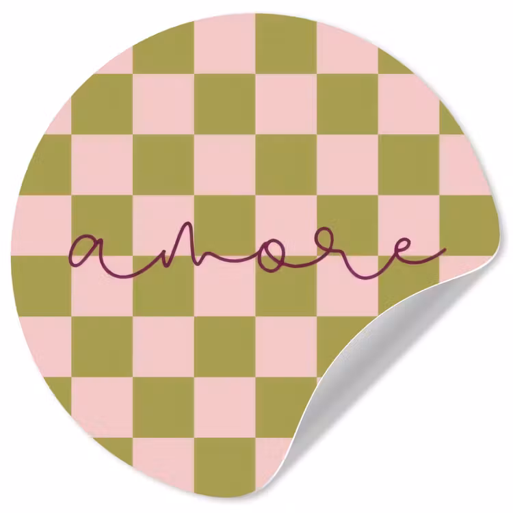 Patroon - Geblokt - Olijfgroen - Amore Wandcirkel behangsticker klein -3d