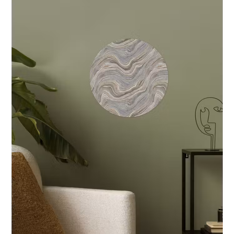 Patroon - Sereen - Paars - Groen Wandcirkel behangsticker klein 186 -sfeer2