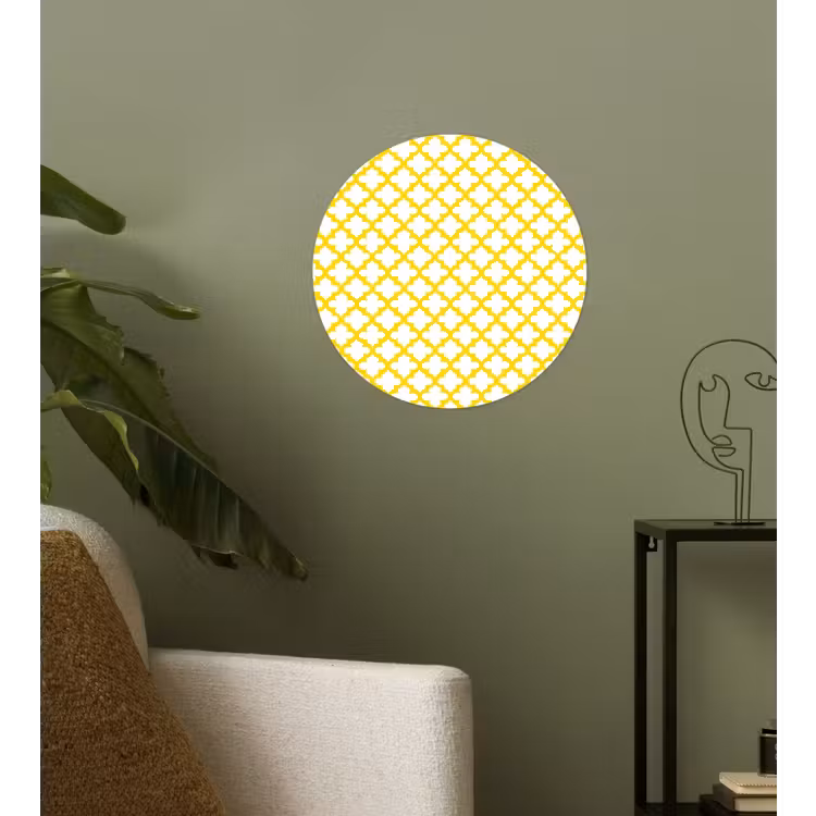 Patroon - Geometrisch - Klassiek - Geel Wandcirkel behangsticker klein 186 -sfeer2
