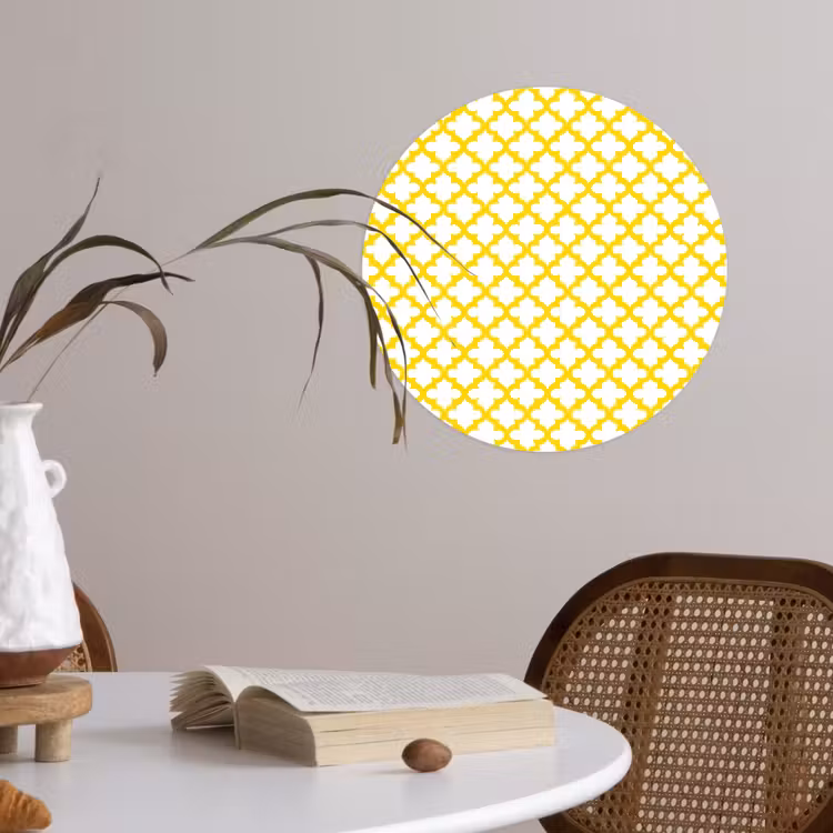 Patroon - Geometrisch - Klassiek - Geel Wandcirkel behangsticker klein 186 -sfeer3