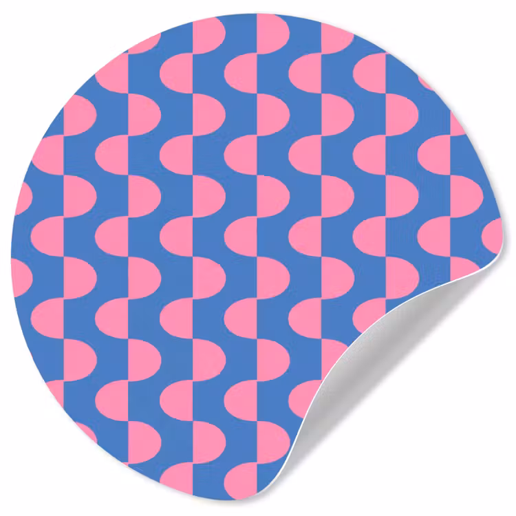 Patroon - Halve cirkels - Abstract - Modern - Roze - Blauw Wandcirkel behangsticker klein -3d