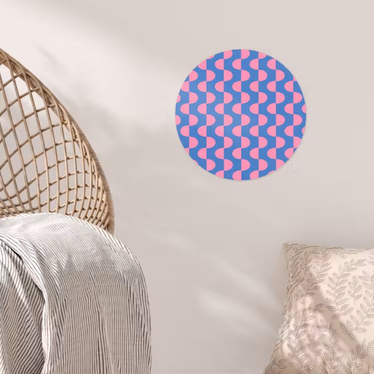 Patroon - Halve cirkels - Abstract - Modern - Roze - Blauw Wandcirkel behangsticker klein -sfeer4