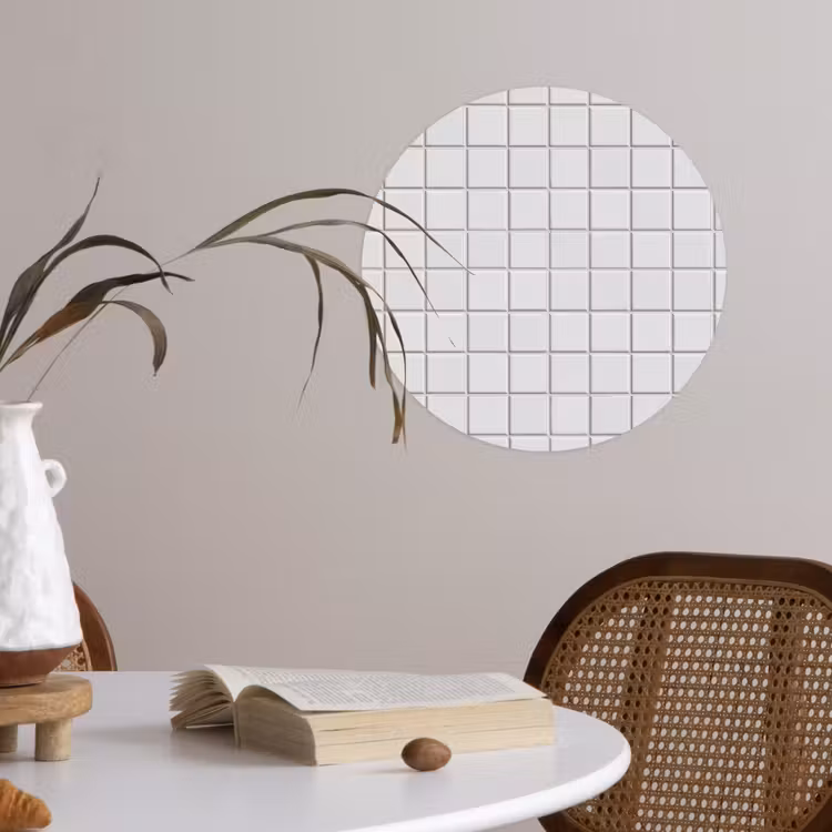 Patroon - Tegels - Grijs - Wit Wandcirkel behangsticker klein 186 -sfeer3