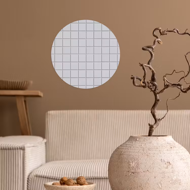 Patroon - Tegels - Licht - Grijs Wandcirkel behangsticker klein 186 -sfeer1