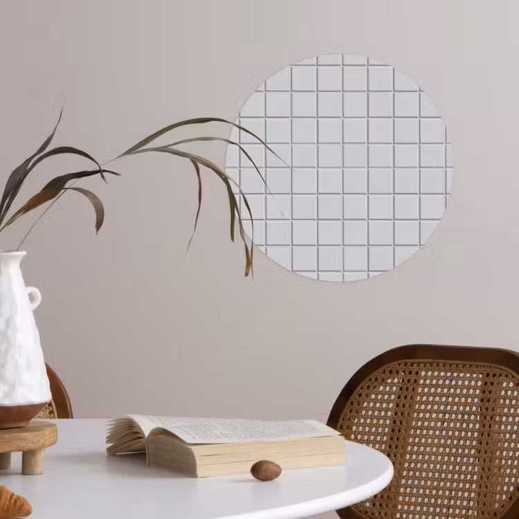 Patroon - Tegels - Licht - Grijs Wandcirkel behangsticker klein 186 -sfeer3