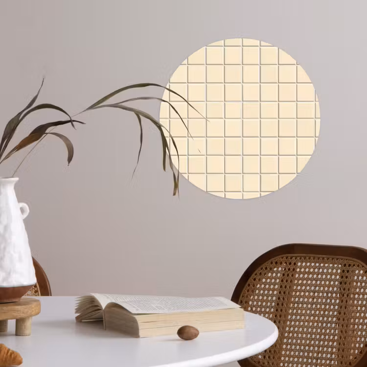 Patroon - Tegels - Gebroken - Wit Wandcirkel behangsticker klein 186 -sfeer3
