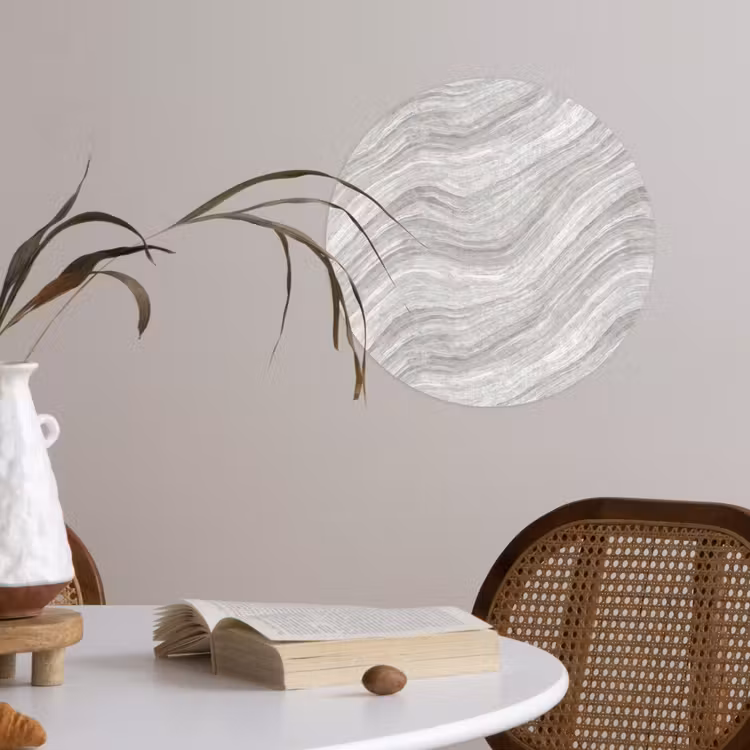 Patroon - Helder - Wit - Grijs Wandcirkel behangsticker klein 186 -sfeer3