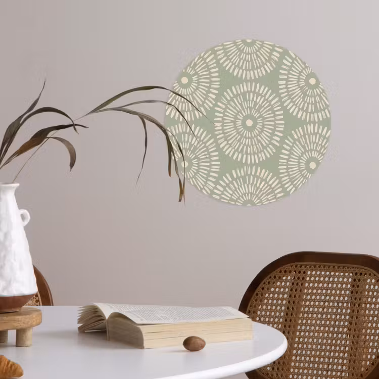 Patroon - Cirkels - Abstract - Modern - Groen Wandcirkel behangsticker klein -sfeer3