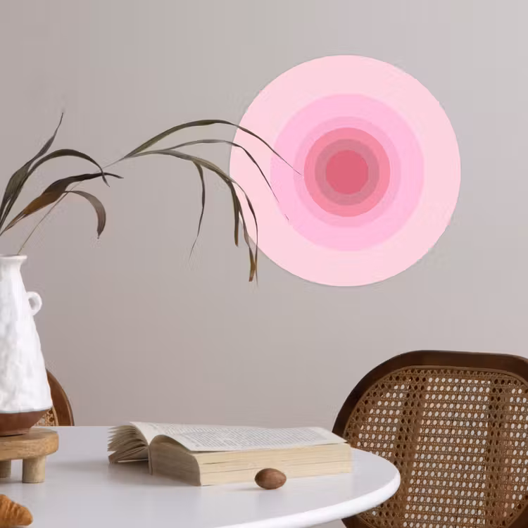 Patroon - Cirkels - Abstract - Roze - Modern Wandcirkel behangsticker klein -sfeer3