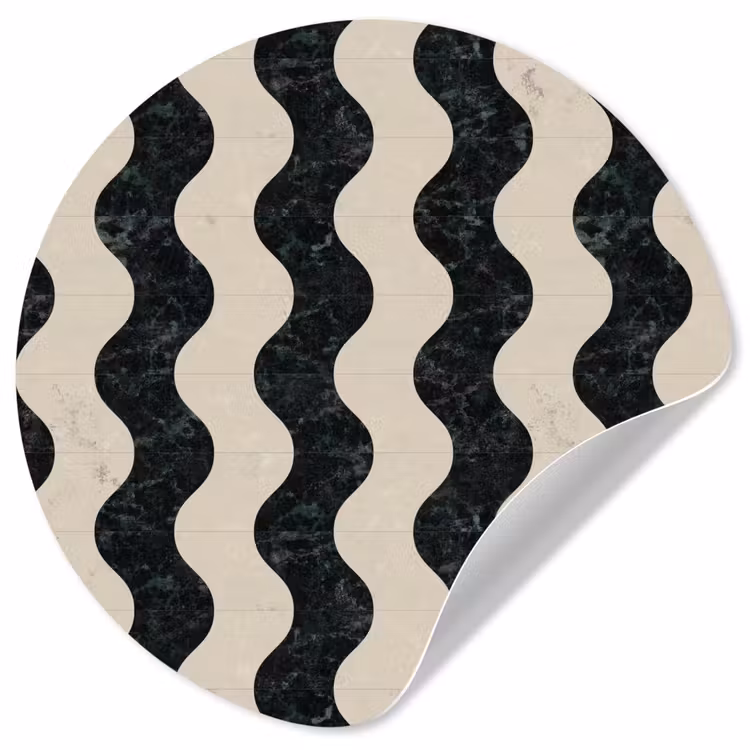 Patroon - Marmer - Groen - Cremé Wandcirkel behangsticker klein 186 -3d