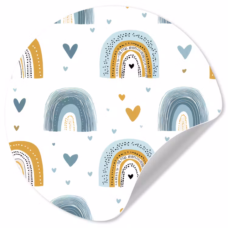 Patroon - Regenboog - Hartjes Wandcirkel behangsticker klein -3d