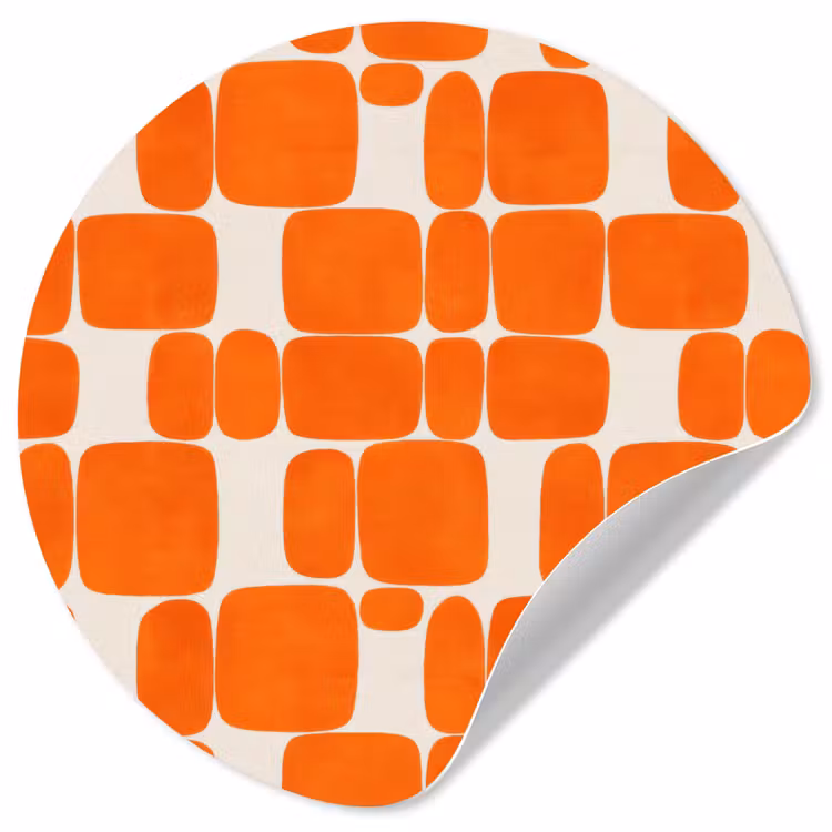 Patroon - Retro - Oranje Wandcirkel behangsticker klein 186 -3d