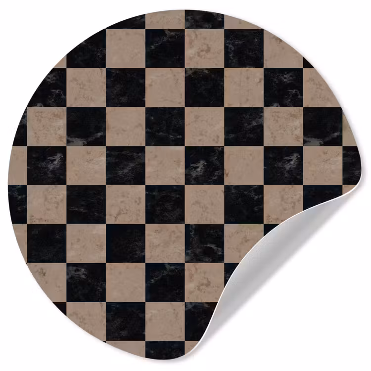Patroon - Dambord - Marmer Wandcirkel behangsticker klein 186 -3d