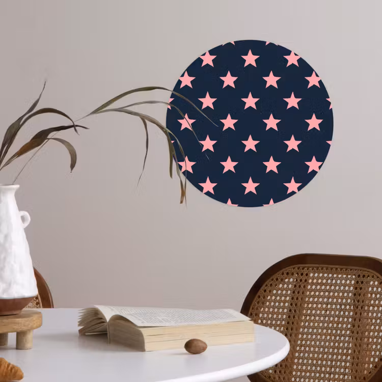 Patroon - Sterren - Roze Wandcirkel behangsticker klein 186 -sfeer3