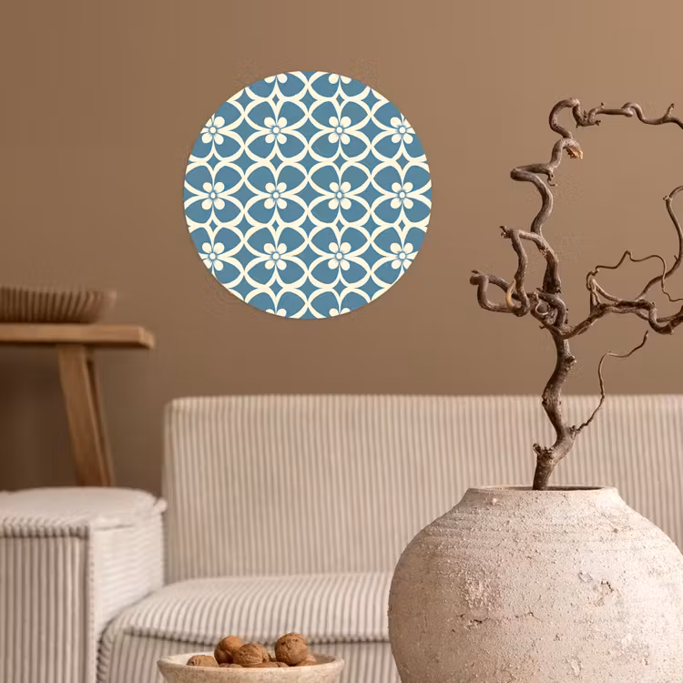 Patroon - Symmetrisch - Blauw Wandcirkel behangsticker klein 186 -sfeer1