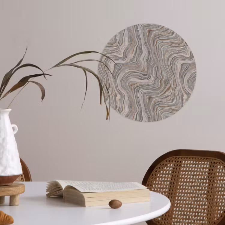 Patroon - Textuur - Grijs Wandcirkel behangsticker klein 186 -sfeer3