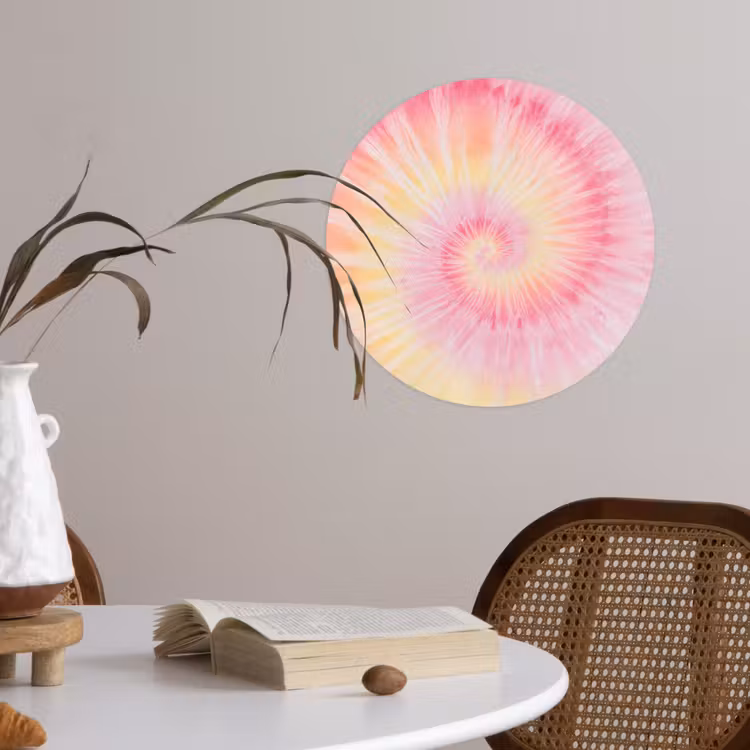 Patroon - Tie Dye - Pasteltinten - Roze Wandcirkel behangsticker klein -sfeer3