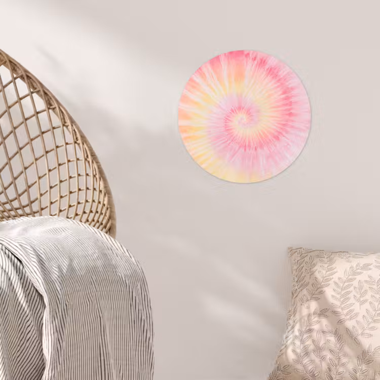 Patroon - Tie Dye - Pasteltinten - Roze Wandcirkel behangsticker klein -sfeer4