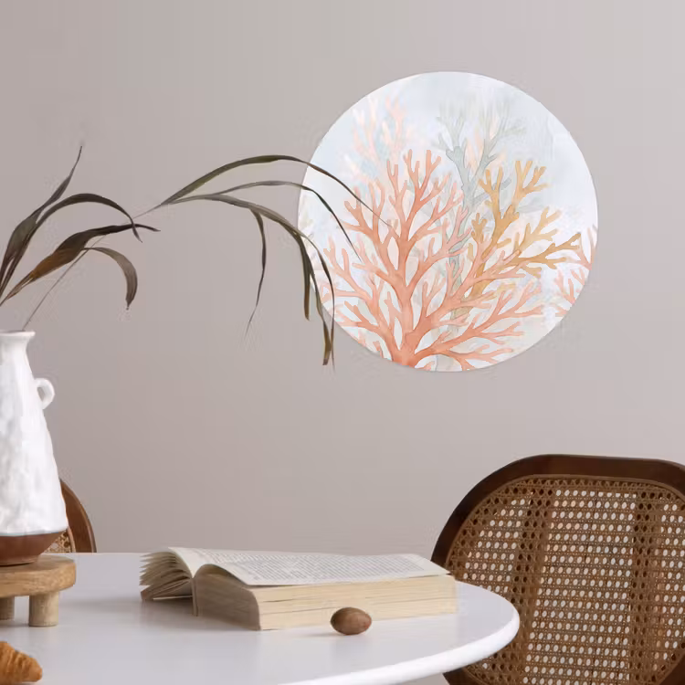 Natuur - Abstract - Aquarel - Organisch - Warm Wandcirkel behangsticker klein -sfeer3