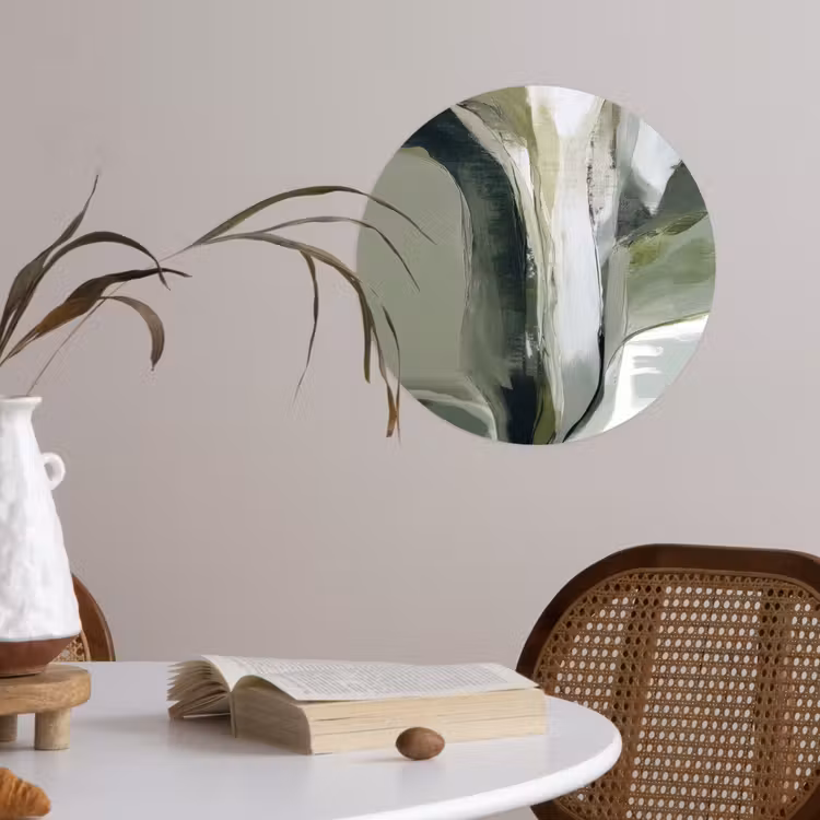Natuur - Abstract - Groen - Penseelstreken Wandcirkel behangsticker klein -sfeer3