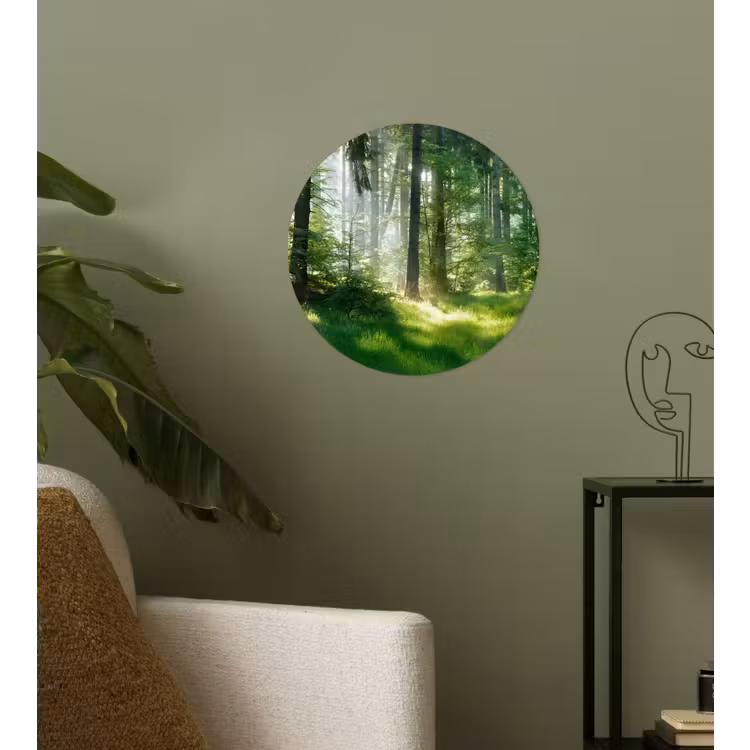 Natuur - Bomen - Bos - Groen - Zon - Gras - Planten Wandcirkel behangsticker klein -sfeer2