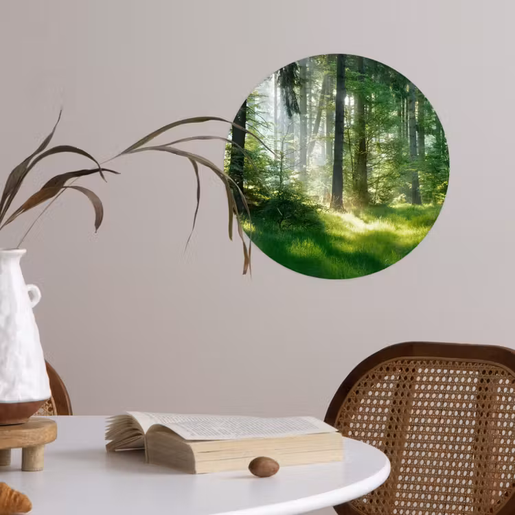 Natuur - Bomen - Bos - Groen - Zon - Gras - Planten Wandcirkel behangsticker klein -sfeer3