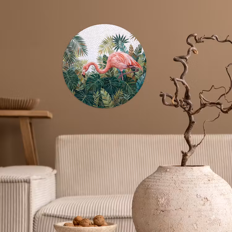 Natuur - Bladeren - Abstract - Groen - Vogel Wandcirkel behangsticker klein -sfeer1