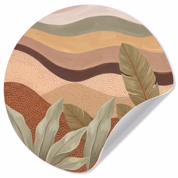 Natuur - Bladeren - Landschap - Abstract - Aardetinten Wandcirkel behangsticker klein -3d