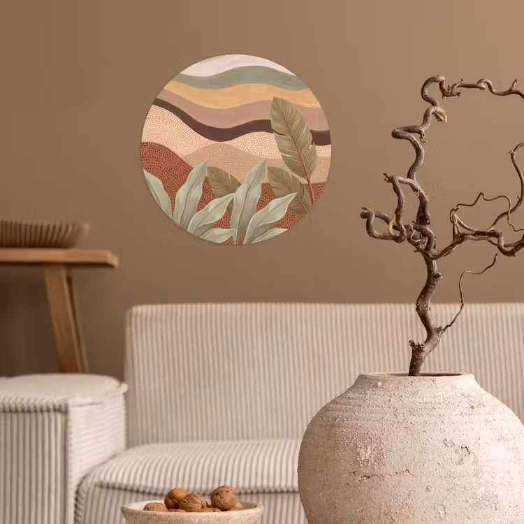 Natuur - Bladeren - Landschap - Abstract - Aardetinten Wandcirkel behangsticker klein -sfeer1
