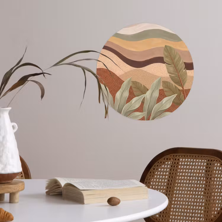 Natuur - Bladeren - Landschap - Abstract - Aardetinten Wandcirkel behangsticker klein -sfeer3