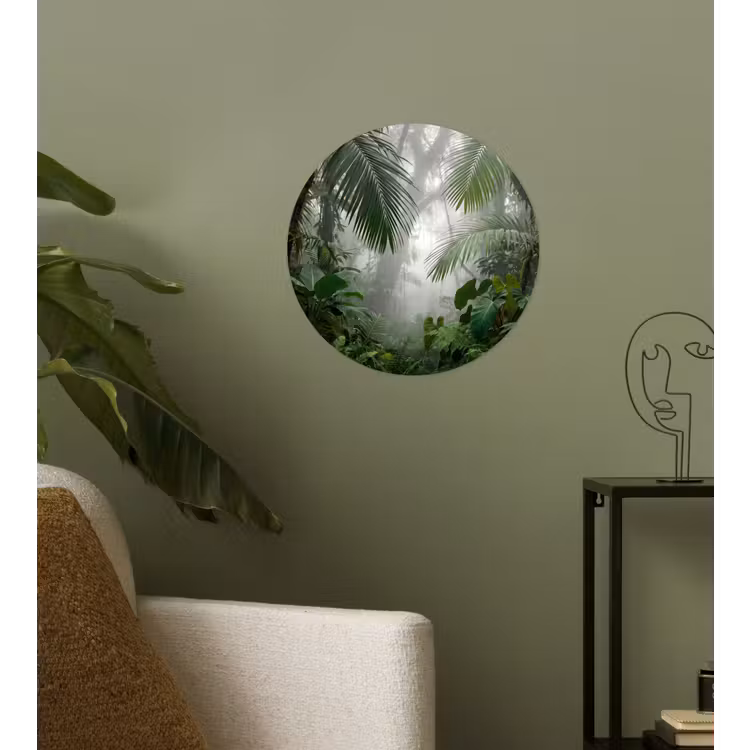 Natuur - Jungle - Mist - Tropisch - Groen Wandcirkel behangsticker klein -sfeer2