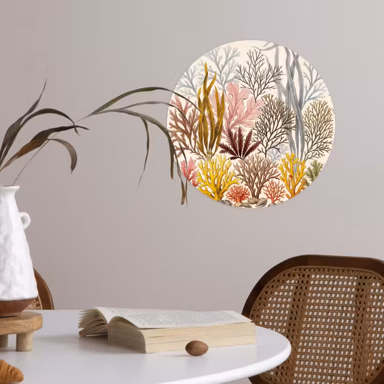 Natuur - Onderwater - Botanisch - Vintage - Kleurrijk Wandcirkel behangsticker klein -sfeer3