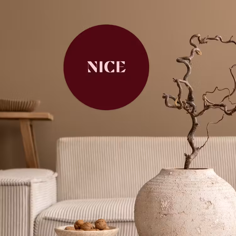 Nice - Bordeaux - Roze Wandcirkel behangsticker klein -sfeer1