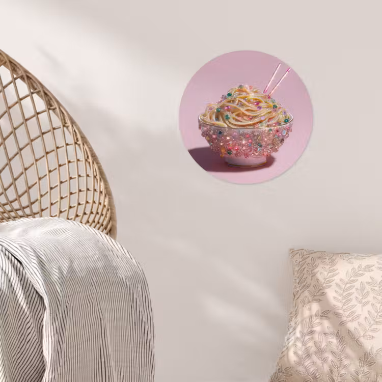 Noodles - Edelstenen - Stokjes - Roze Wandcirkel behangsticker klein -sfeer4