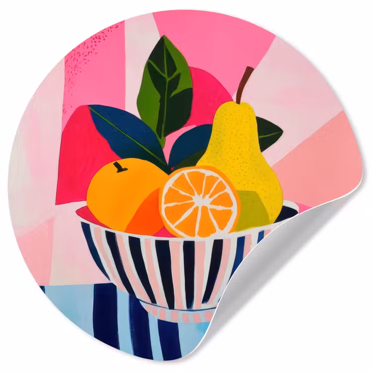 Fruit - Abstracte achtergrond - Roze Wandcirkel behangsticker klein -3d