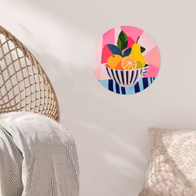 Fruit - Abstracte achtergrond - Roze Wandcirkel behangsticker klein -sfeer4