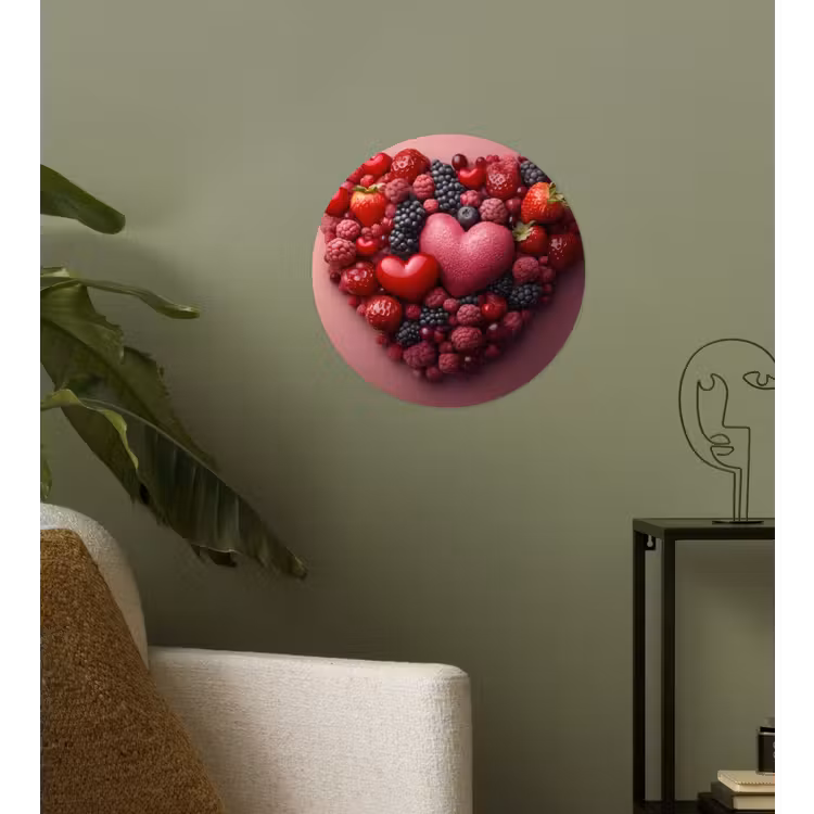 Fruit - Hartjes - Aardbeien - Frambozen - Bosbessen Wandcirkel behangsticker klein -sfeer2