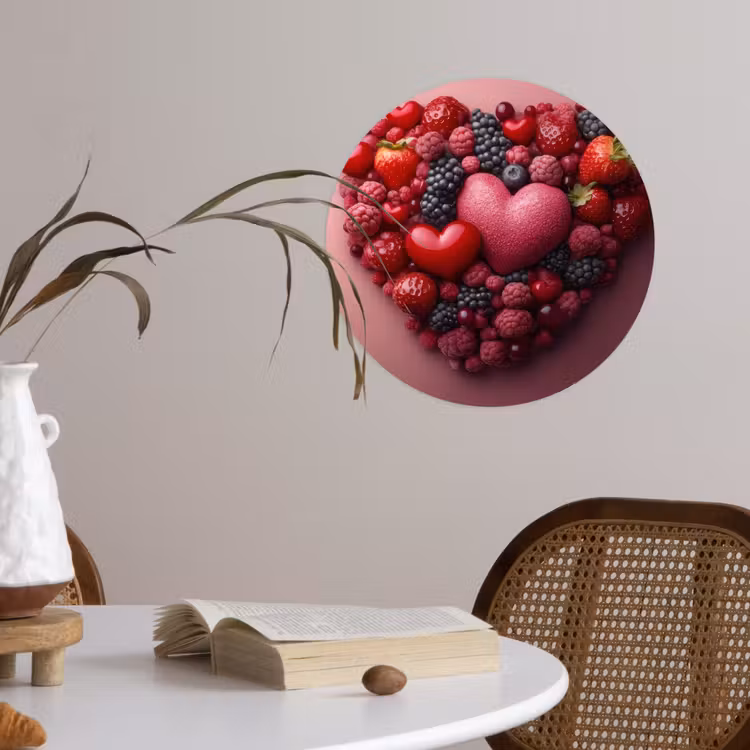 Fruit - Hartjes - Aardbeien - Frambozen - Bosbessen Wandcirkel behangsticker klein -sfeer3