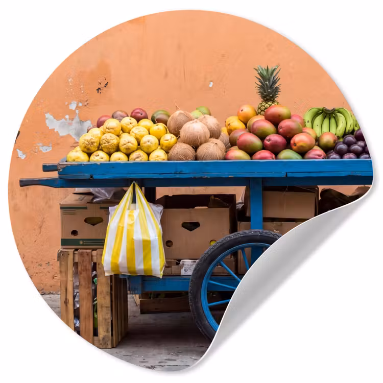 Runde Tapete - Obst – Kar – Straße - Fruit - Kar - Straat Wandcirkel behangsticker klein