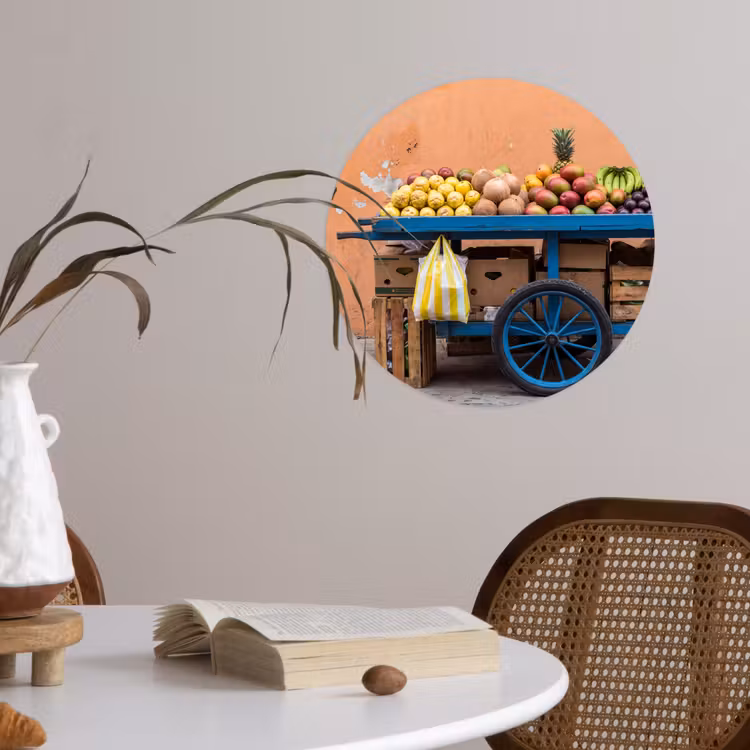 Runde Tapete - Obst – Kar – Straße - Fruit - Kar - Straat Wandcirkel behangsticker klein